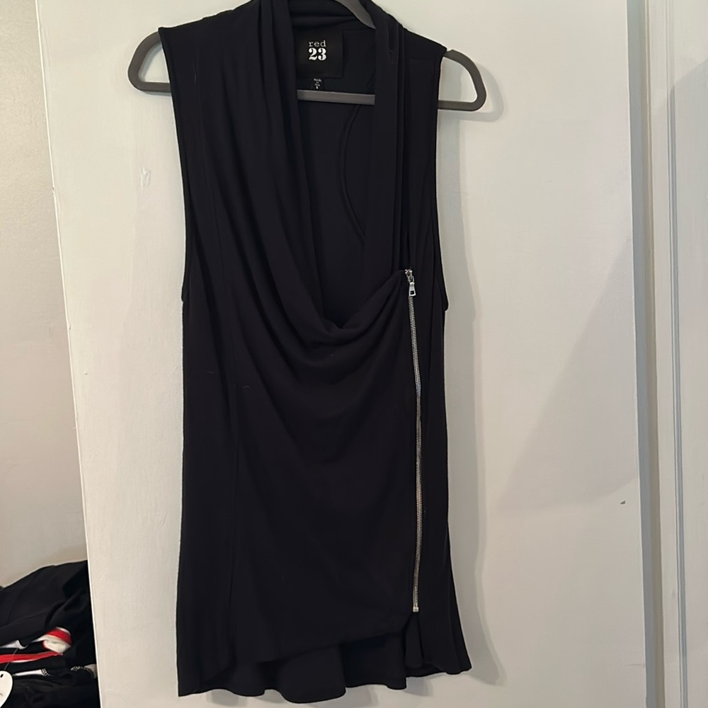 Red 23 Stretchy Draped Collar Side Zip Dress/Vest
